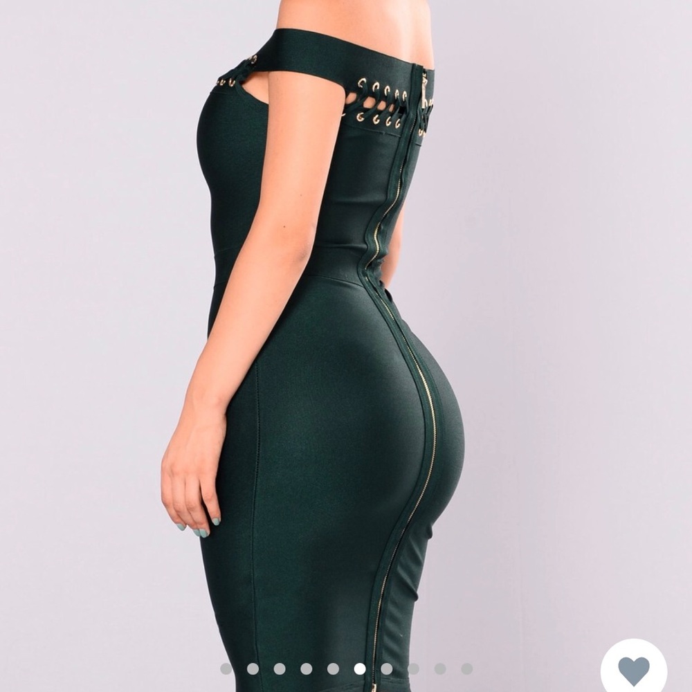 The feeling bandage dress, hunter green - Picture 3 of 6